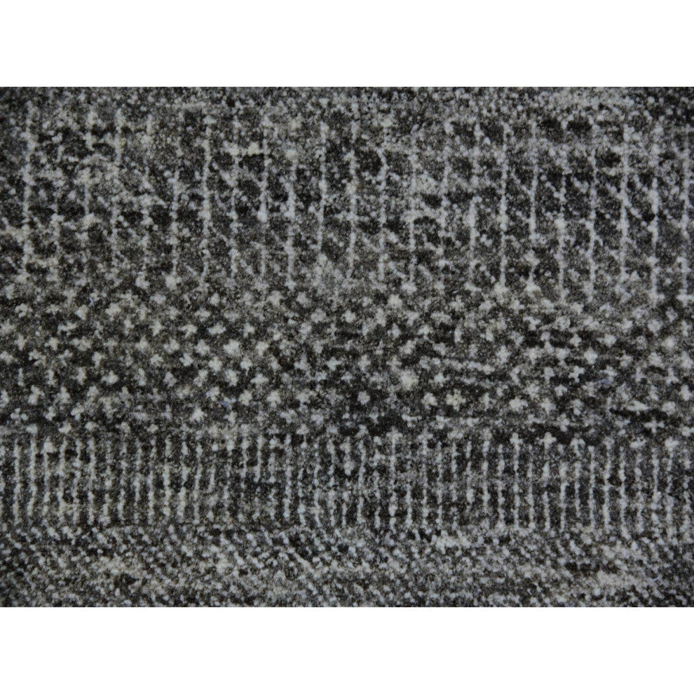 Harbor Gray Organic Undyed Wool Grass Design Square Hand Knotted Rug 8'1"x8'2"