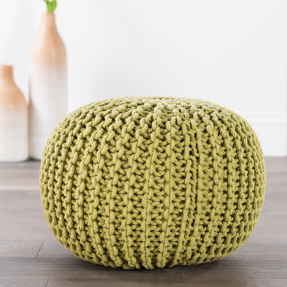 Jaipur Living Visby Textured Round Pouf, Fern
