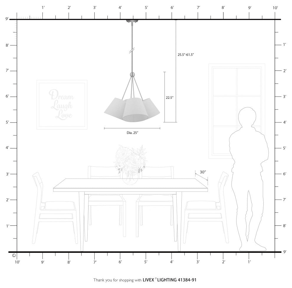 Livex Lighting Prato 4 Light Brushed Nickel Chandelier