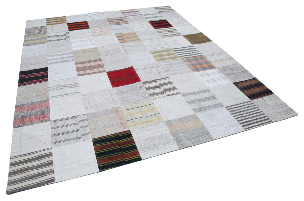 Rug N Carpet - Handmade Oriental 8' 1'' x 9' 11'' Rustic Patchwork Kilim Rug