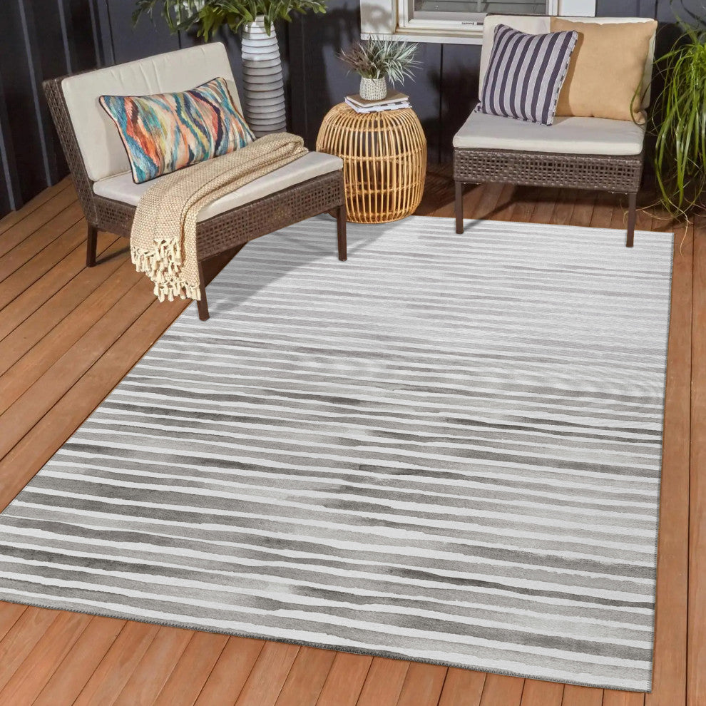 Indoor/Outdoor Seabreeze SZ8 Pewter Machine Washable 9' x 12' Rug