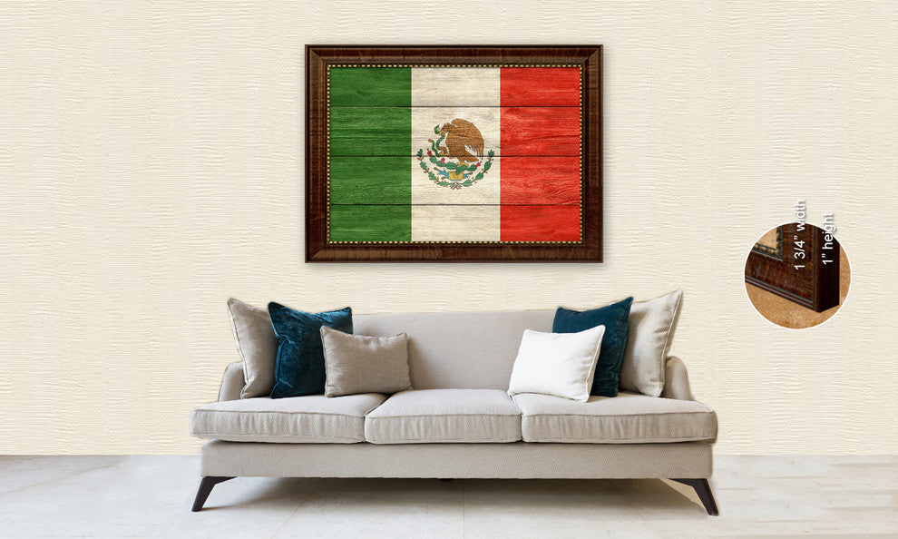 Micronesia Country Textured Flag Print With Brown Gold Frame, 15"X21"