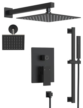Dual Heads 10"x 6" Rain Shower System with Hand Shower Spray, Matte Black