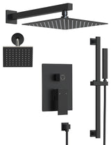 Dual Heads 10"x 6" Rain Shower System with Hand Shower Spray, Matte Black