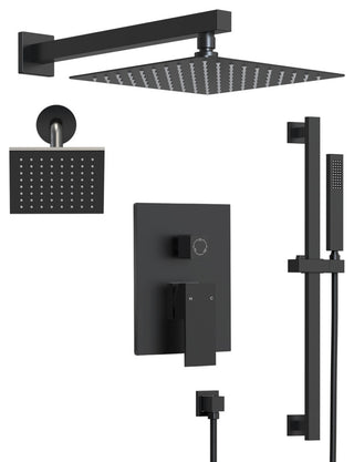 Dual Heads 10"x 6" Rain Shower System with Hand Shower Spray, Matte Black