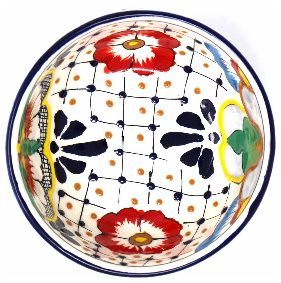 Half Moon Bowls, Dots and Flowers, Set of 2