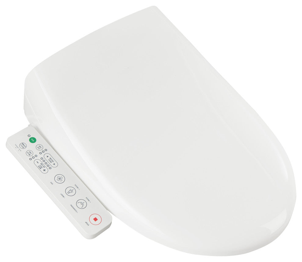 Electric Heated Smart Toilet Bidet Seat With Side Control Panel, Warm Air Dryer