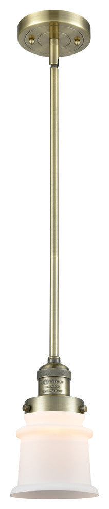 Small Canton 1-Light Mini Pendant, Antique Brass, Matte White