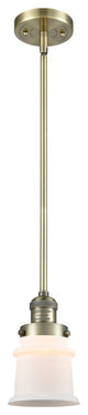 Small Canton 1-Light Mini Pendant, Antique Brass, Matte White
