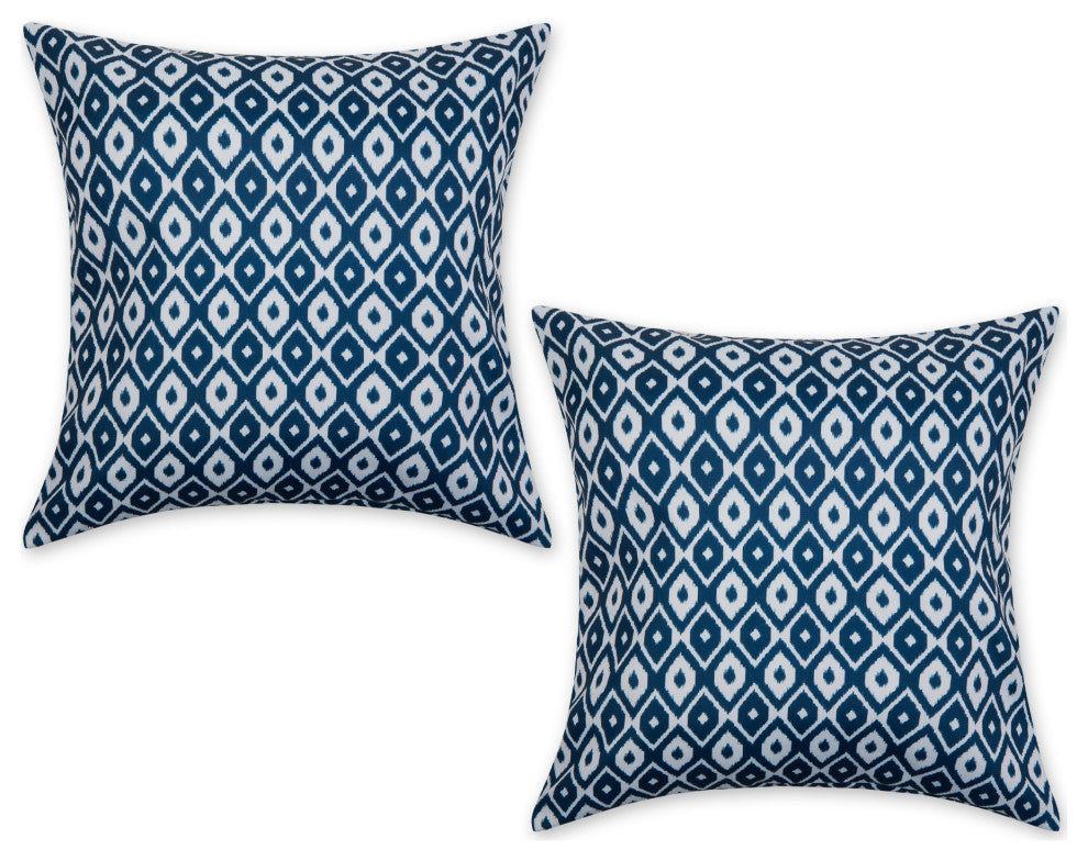 Blue Ikat Outdoor Pillow Cover 18x18 (Set of 2)