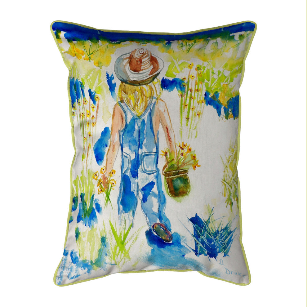Betsy Drake Garden Girl Large Indoor/Outdoor Pillow 16x20