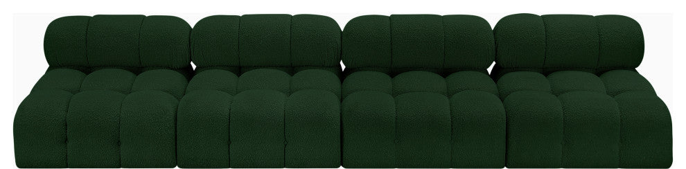 Ames Boucle Fabric Modular Sofa, Green, 4-Piece: 4 Armless Chair