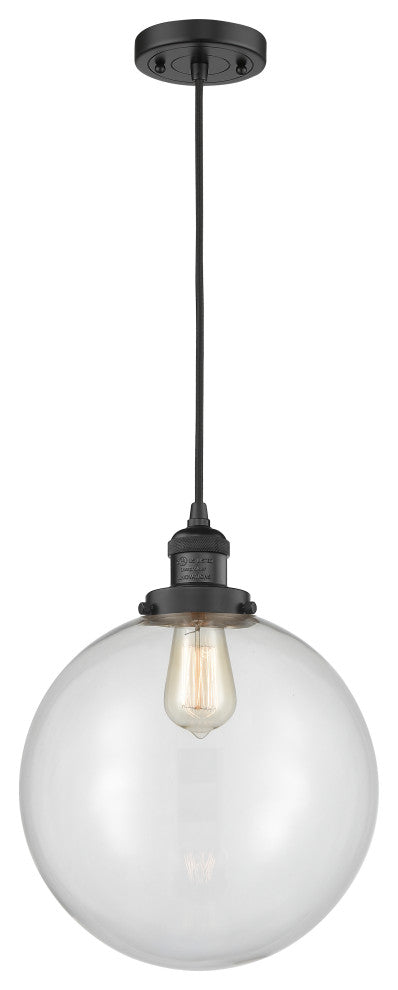 Beacon Mini Pendant, Matte Black, Clear