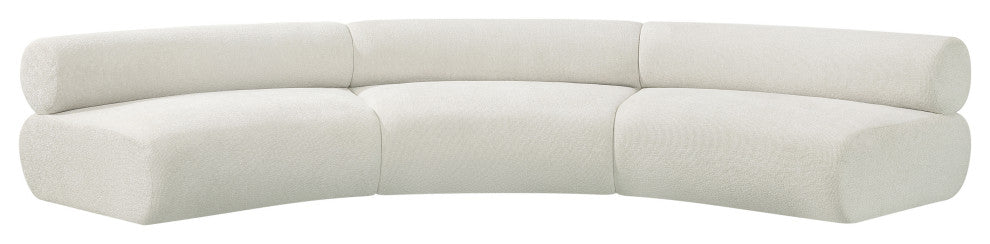 Bale Cream Chenille Fabric Modular Sofa, Cream, 3-Piece, Arc Shaped