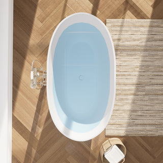 Euston Flatbottom Freestanding Solid Surface Soaking Bathtub, Matte White, 55inch
