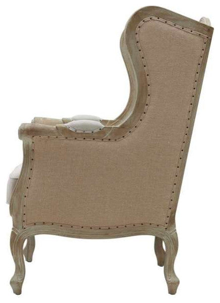 Guinevere Wingback Chair, Light Sand and Burlap
