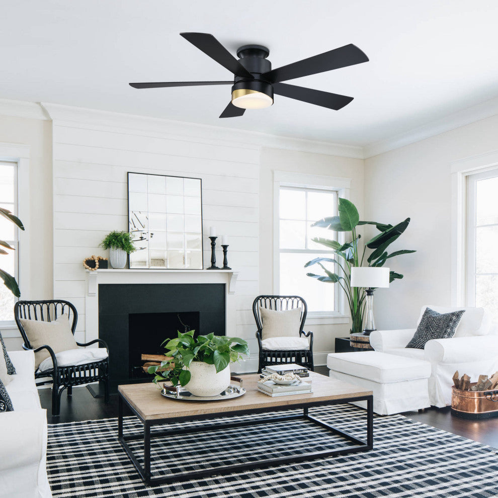 52 in LED Indoor Matte Black Smart Ceiling Fan with Light and Remote