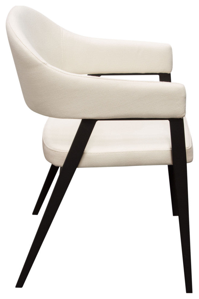 Adele Dining Accent Chairs, Set of 2, Cream Fabric, Metal Frame