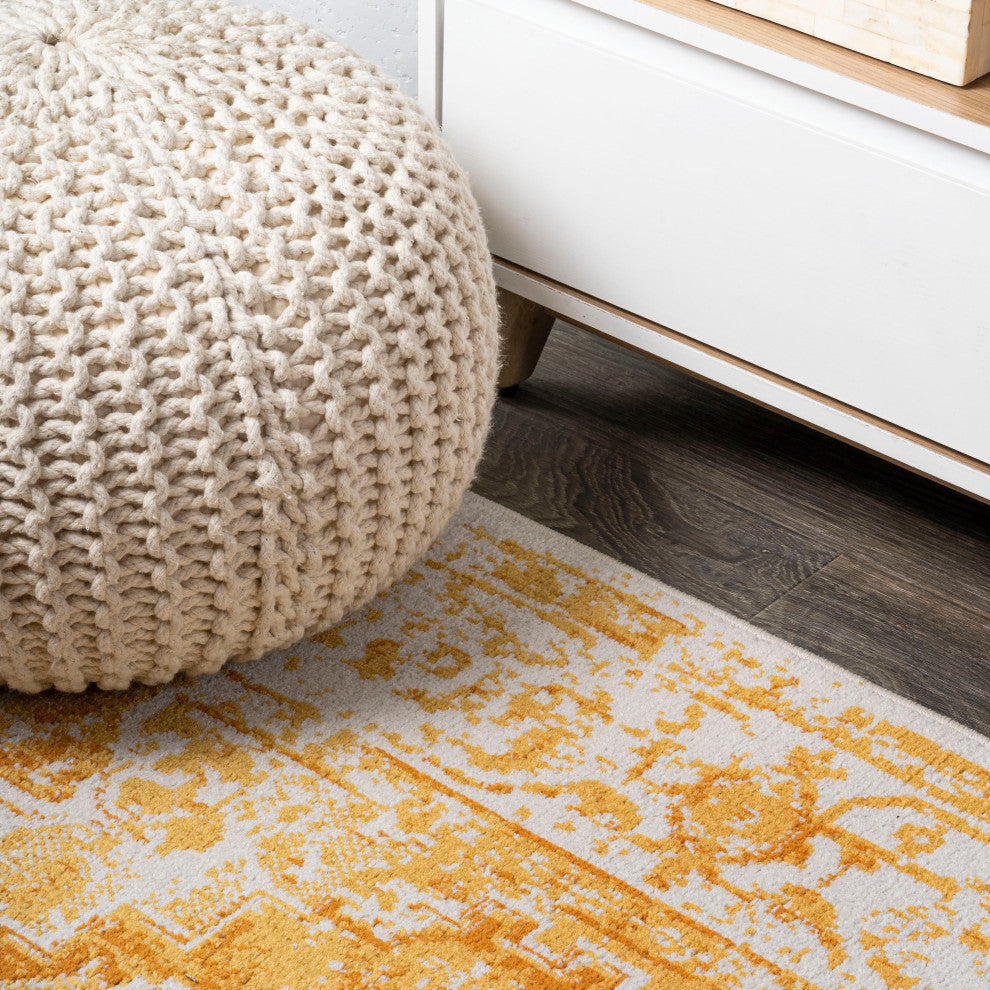 Audrey Bohemian Ornate Medallion Orange/White 2 ft. x 8 ft. Runner Rug