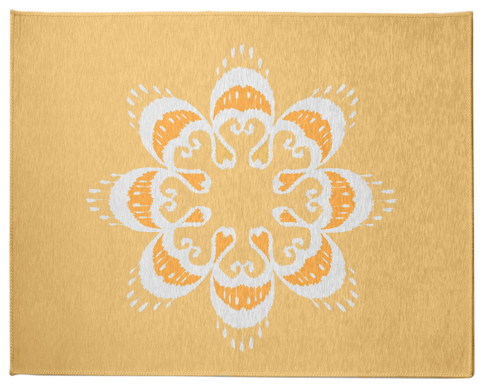 Ikat Mandala Chenille Rug, Sunshine Yellow, 8'x10'