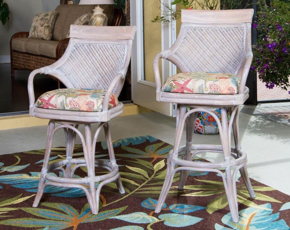 Bermuda 30" Barstool In Rustic Driftwood With Conch Destin