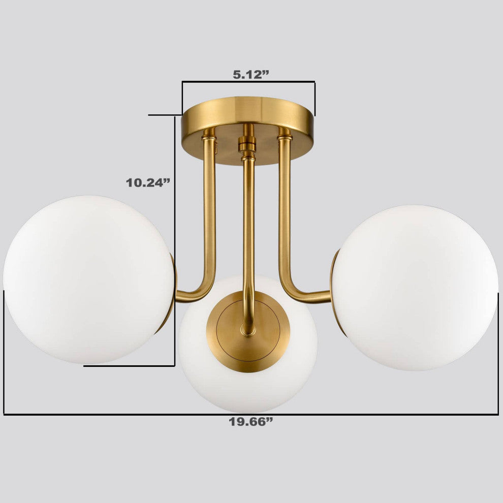 Modern Globe Ceiling Light, 3 Light
