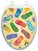 Flip Flops Toilet Tattoos Seat Cover, Vinyl Lid Decal, Beach Bathroom Decor, Elongated