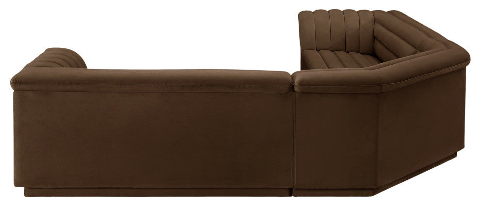 Cascade Upholstered Modular Sofa, Brown, Velvet, Corner Sectional
