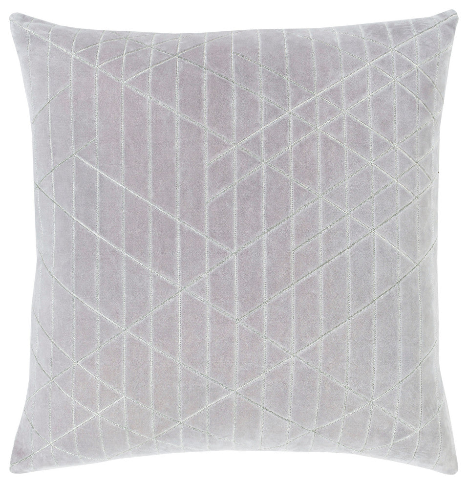Surya Regan REA-002 22"x22" Pillow Cover, Metallic/Silver