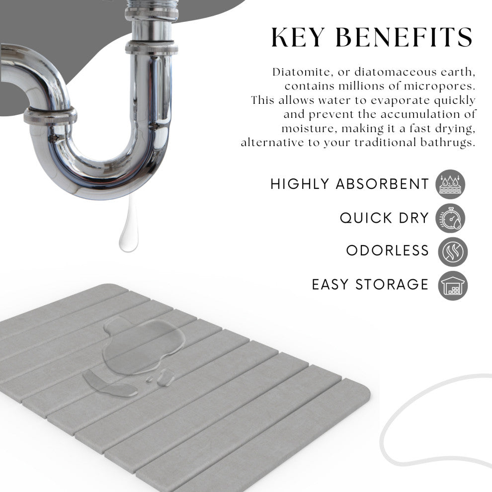 Diatomite Water Absorbing Under-Sink Mat, Natural White