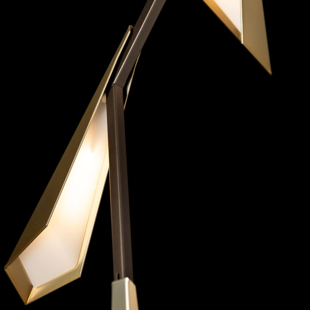 Quill Vertical LED Pendant, Dark Smoke Finish, Modern Brass Shade