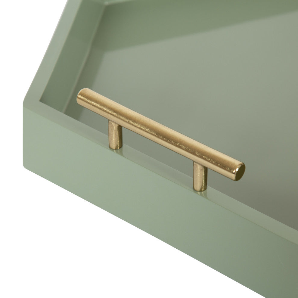Lipton Hexagon Decorative Tray With Metal Handles, Green, 18"x18"