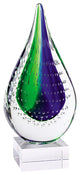 9" Clear Blue and Green Murano Glass Modern Abstract Tabletop Sculpture