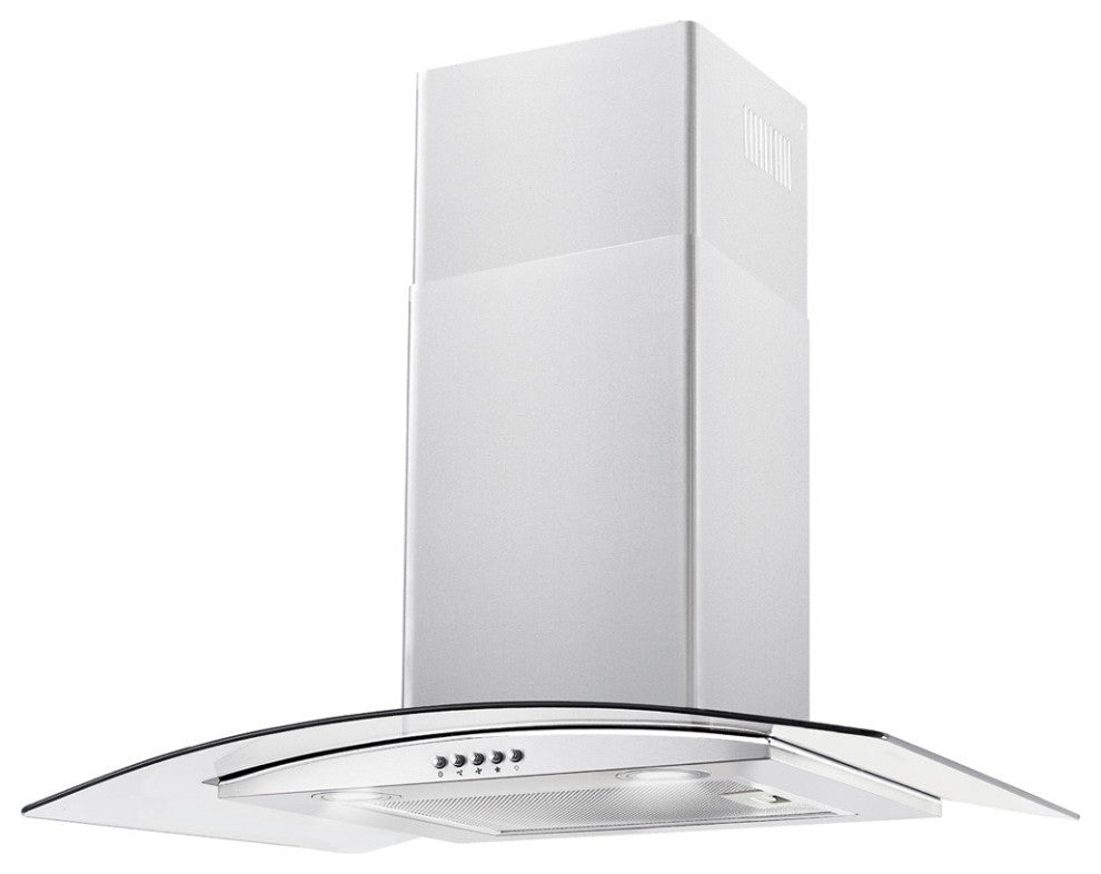 CAVALIERE 30" Glass Canopy Range Hood 400 CFM Brushed Stainless Steel LED
