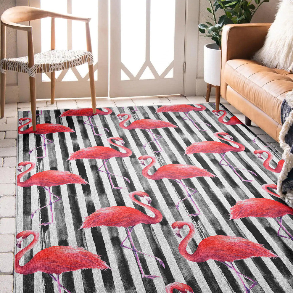 Indoor/Outdoor Tropics TC9 Black Machine Washable 8' x 10' Rug