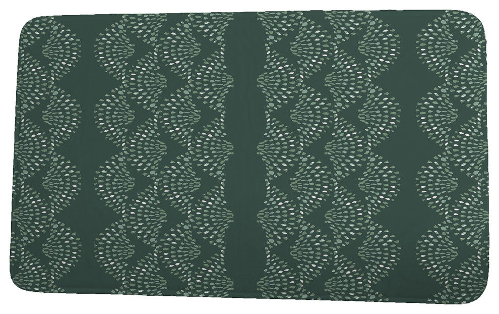 Fickle Florals Dotted Dcor Stripe Print Bath Mat, Green, 21"x34"