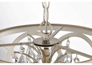 Silvia 3-light Light Brushed Champagne Silver Metal Cage Drum Chandelier