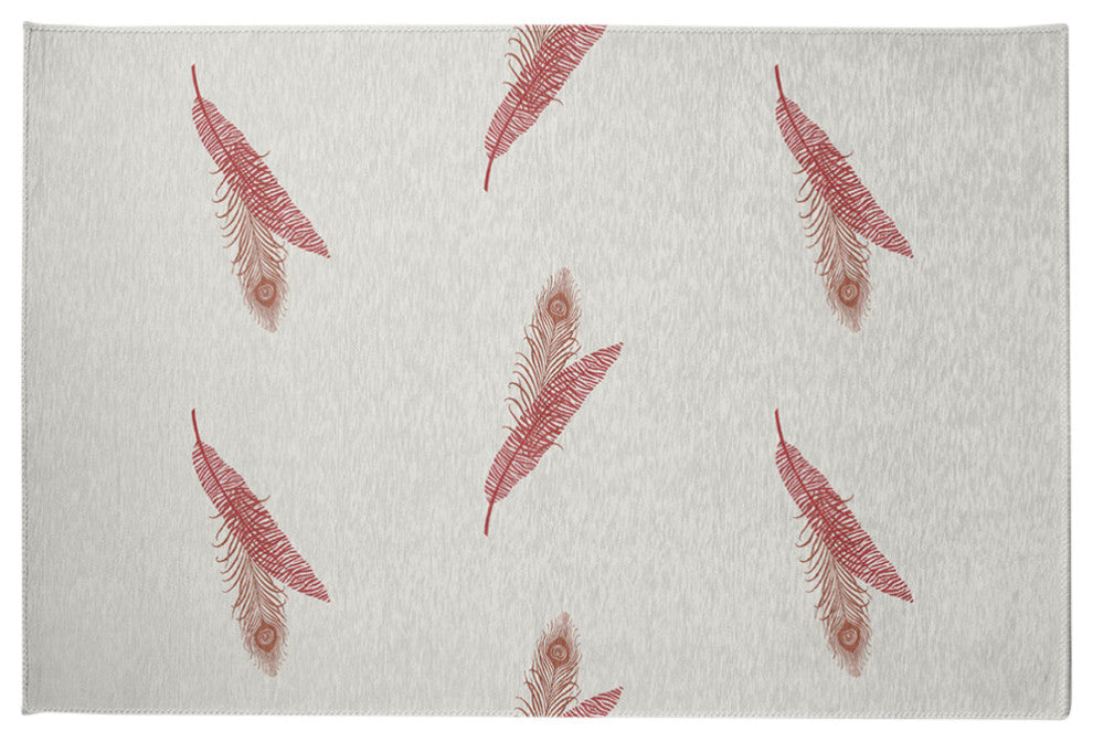 Feather Stripe Spring Chenille Rug, Ligonberry Red, 2'x3'