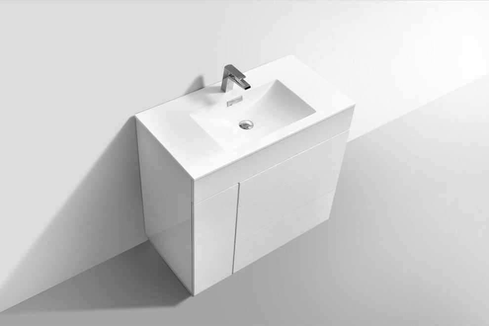 Milano 36" Modern Bathroom Vanity, Gloss White