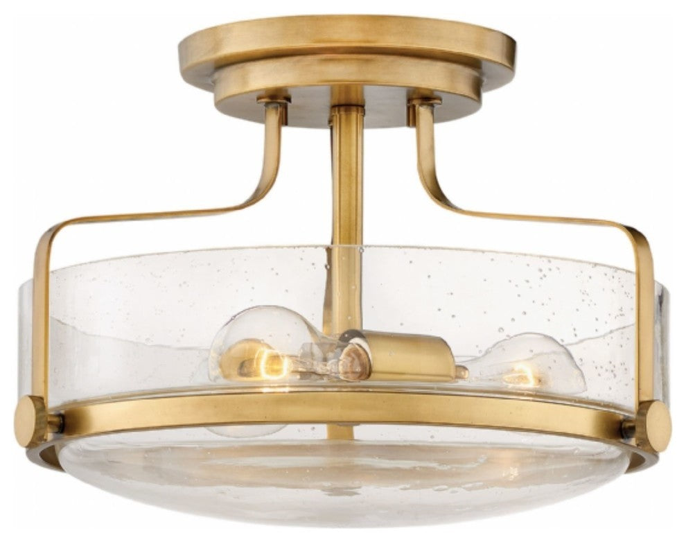 Harper Semi-Flush, Heritage Brass with Clear Seedy