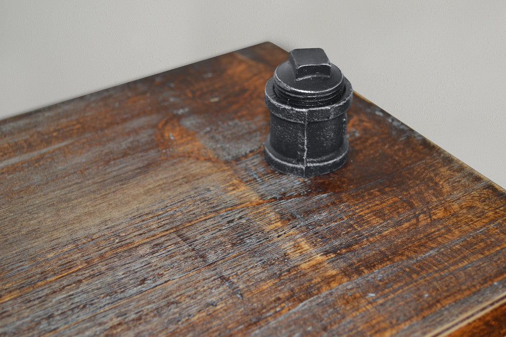 London Industrial Floating Silver Brushed Gray Pipe Wall Shelf, Walnut