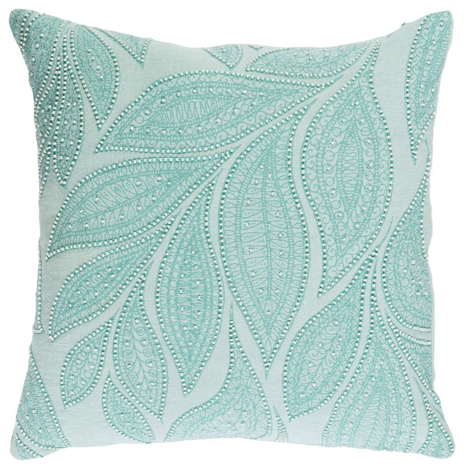Surya Tansy TSY-001 22"x22" Pillow Cover, Cream/Sea Foam/Mint