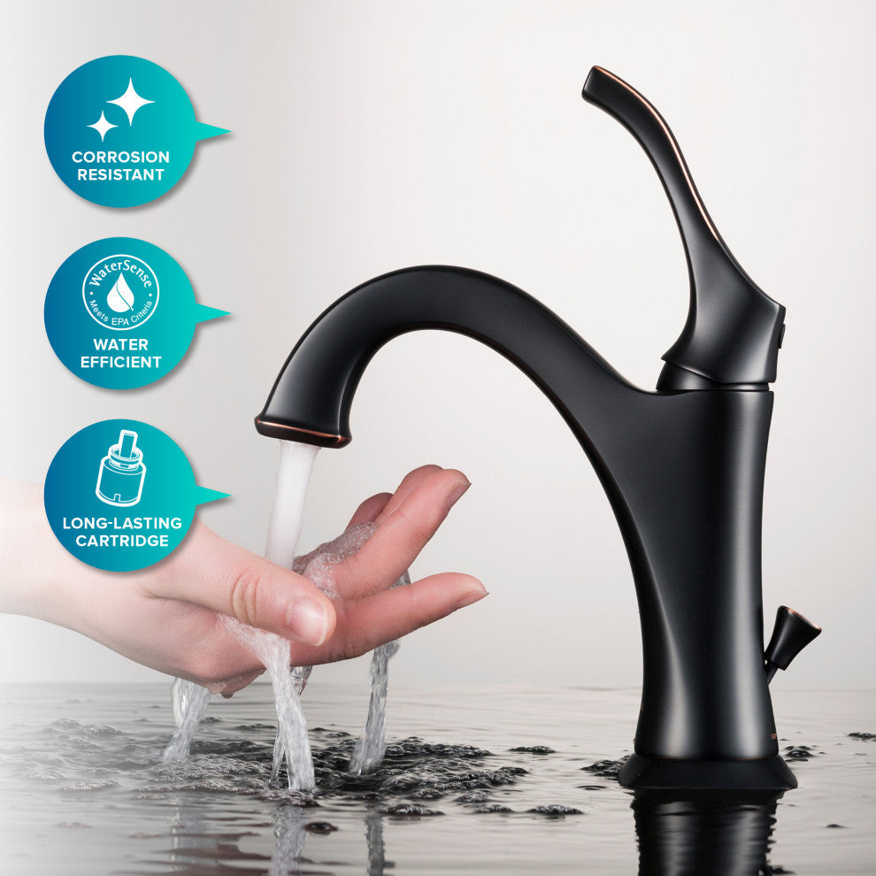 Elavo Square Ceramic Vessel Sink, Bathroom Arlo Faucet, Drain, Oil Rub Bronze