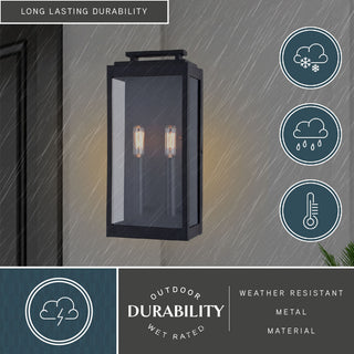 Hampton 7.5" 2 Light Outdoor Wall Light Textured Black