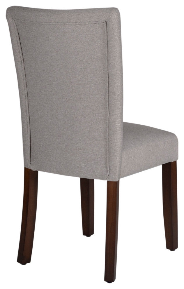 Benzara BM195015 Fabric Upholstered Wooden Parson Dining Chair, Gray and Brown