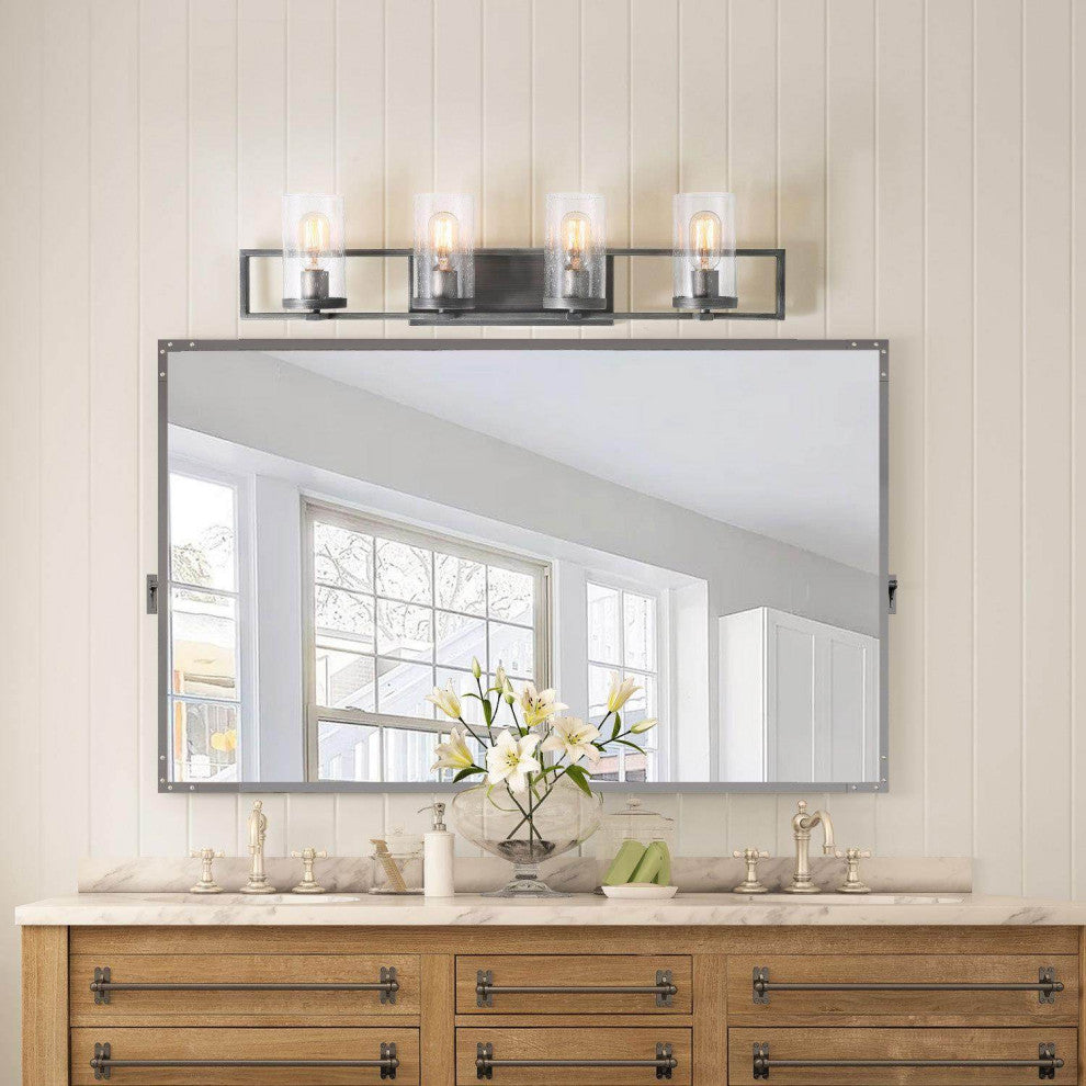LNC 3-Light Glass Wall Sconces Bathroom Wall lights Rustic Vanity Light, 4 Lights