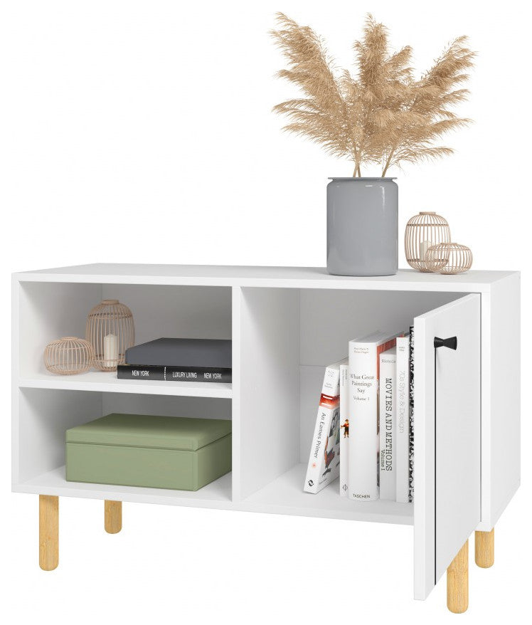 Iko White Modern Sideboard Open Cubbie Cabinet