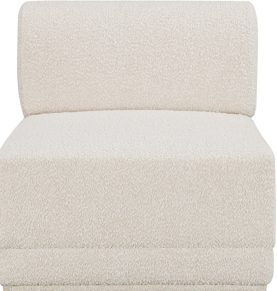 Ollie Black Boucle Fabric Chair, Cream, Armless Chair