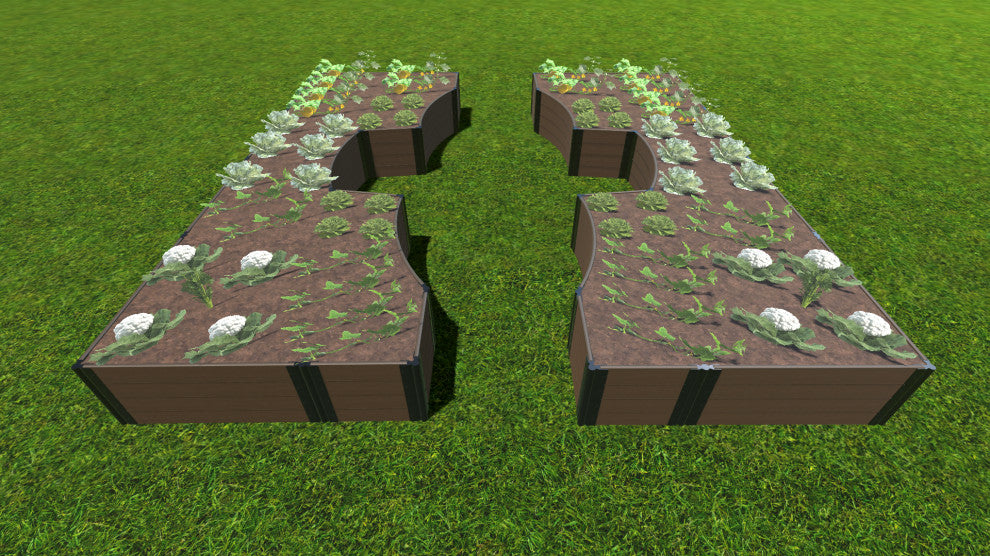 Uptown Brown Walk-Through Inner Roboto 14'x16'x22" Raised Garden Bed, 1" Profile