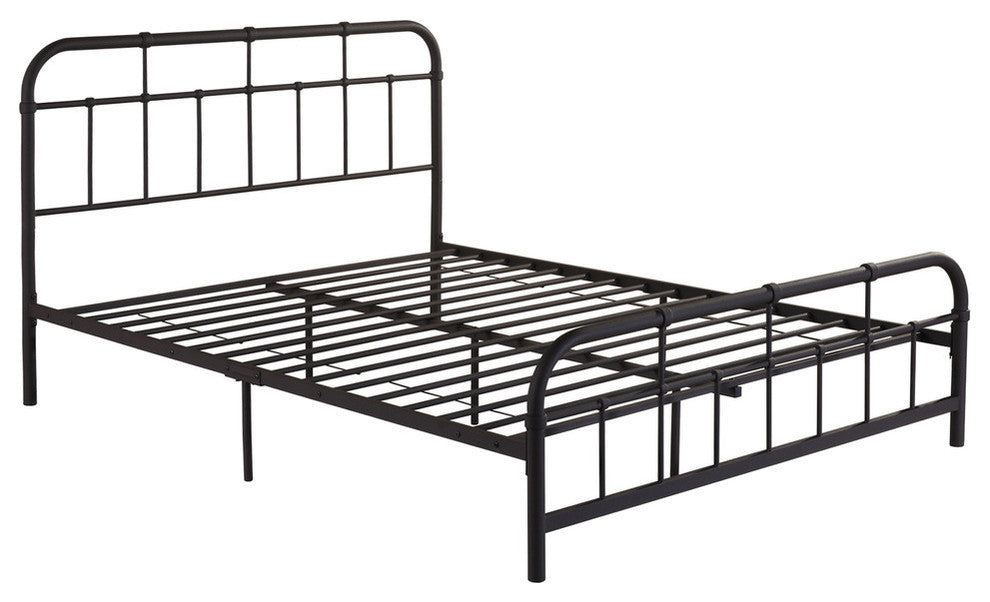 GDF Studio Sylvia Industrial Queen Iron Bed Frame, Hammered Copper